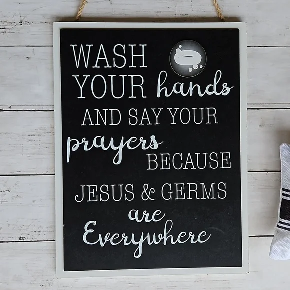 "Wash Your Hands and Say Your Prayers" Bathroom Decor - Picture 2 of 8